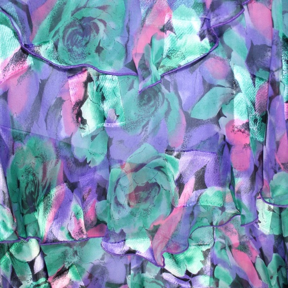 Vintage ruffled floral dress Ann Hobbs Cattiva-Saks Fifth Avenue womens size 12 - Picture 6 of 6